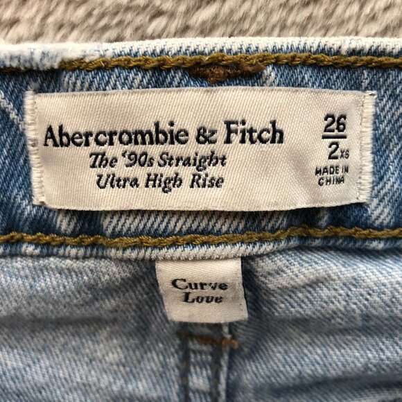 Abercrombie & Fitch Womens Jeans 26/2 90s Straight High Rise Distress Straight - Picture 3 of 16